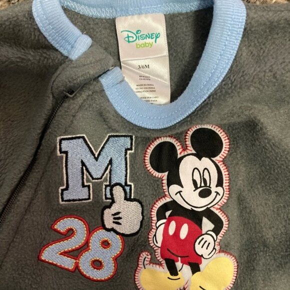 Disney baby Mickey Mouse footed fleece pajama sleepers 3-6 months - Picture 3 of 5